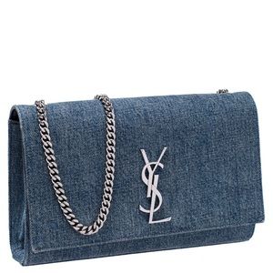 Authentic YSL Kate Medium Denim Bag Silver hardware Includes Dustbag